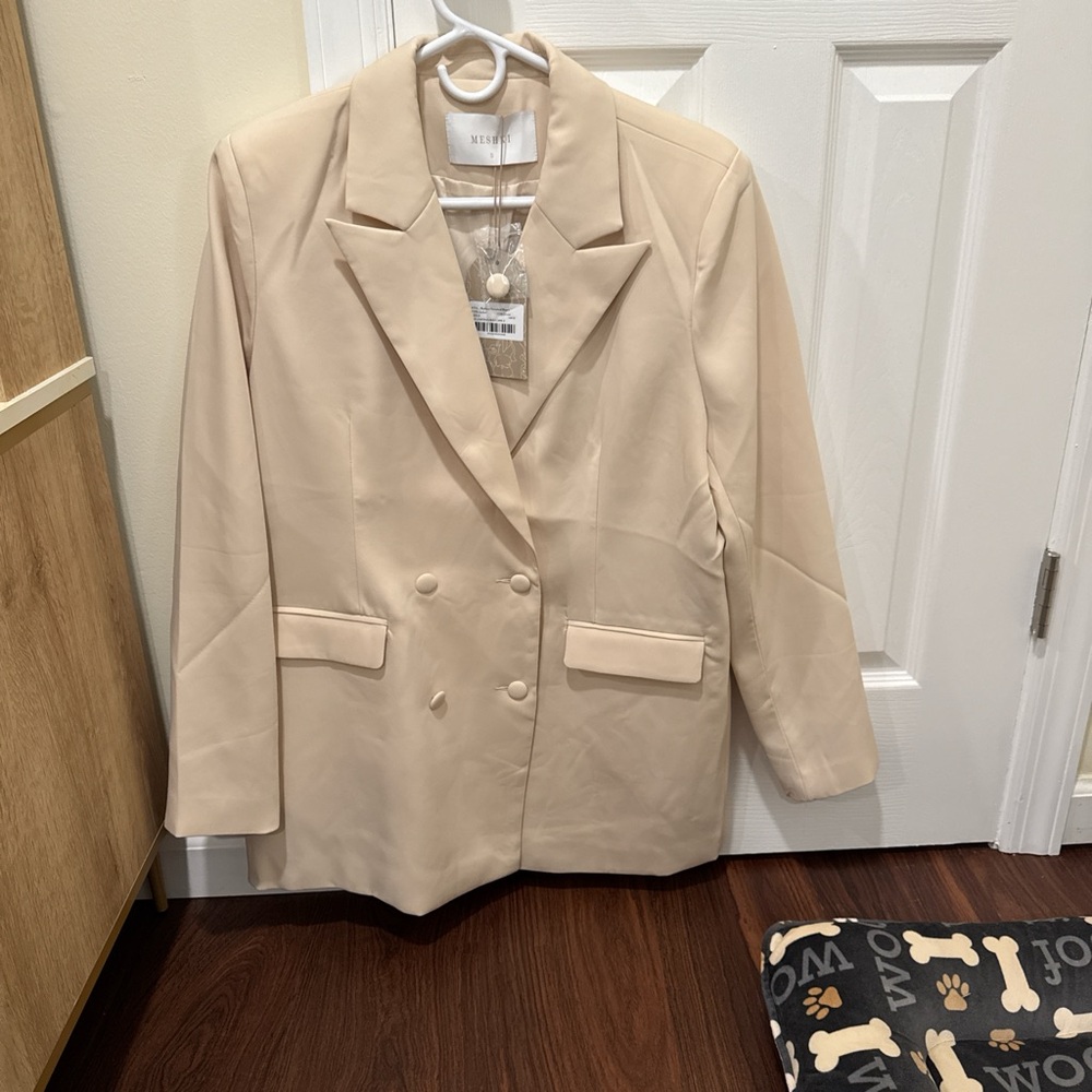 Meshki Double-Breasted Cream Blazer